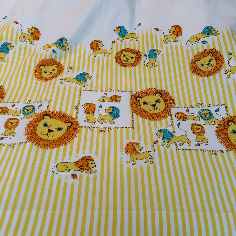 Vintage Springmaid Kiddie Lion Twin Sheet and Pillowcase Set #1